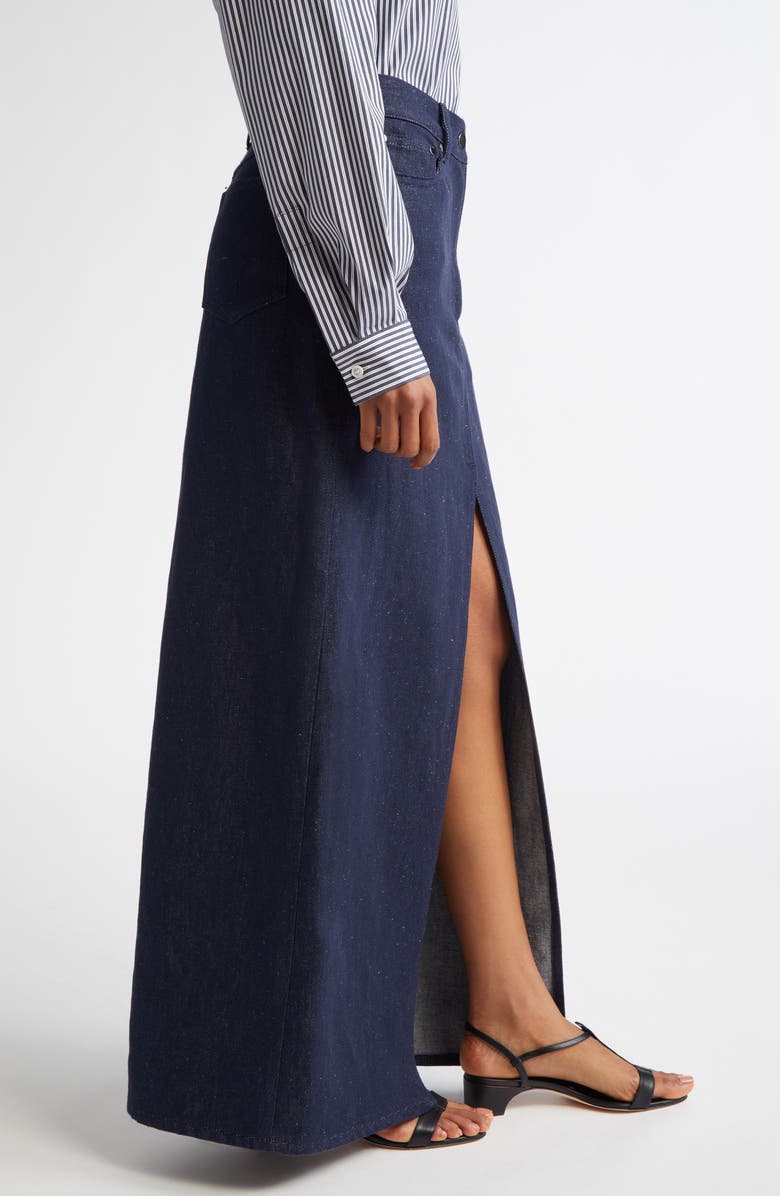 Michael Kors Collection Denim Maxi Skirt, Alternate, color, Indigo