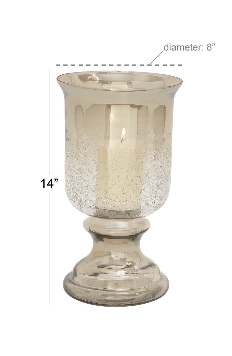 WILLOW ROW Brown Glass Handmade Turned Style Pillar Hurricane Lamp with Smoked Glass Finish, Alternate, color, 