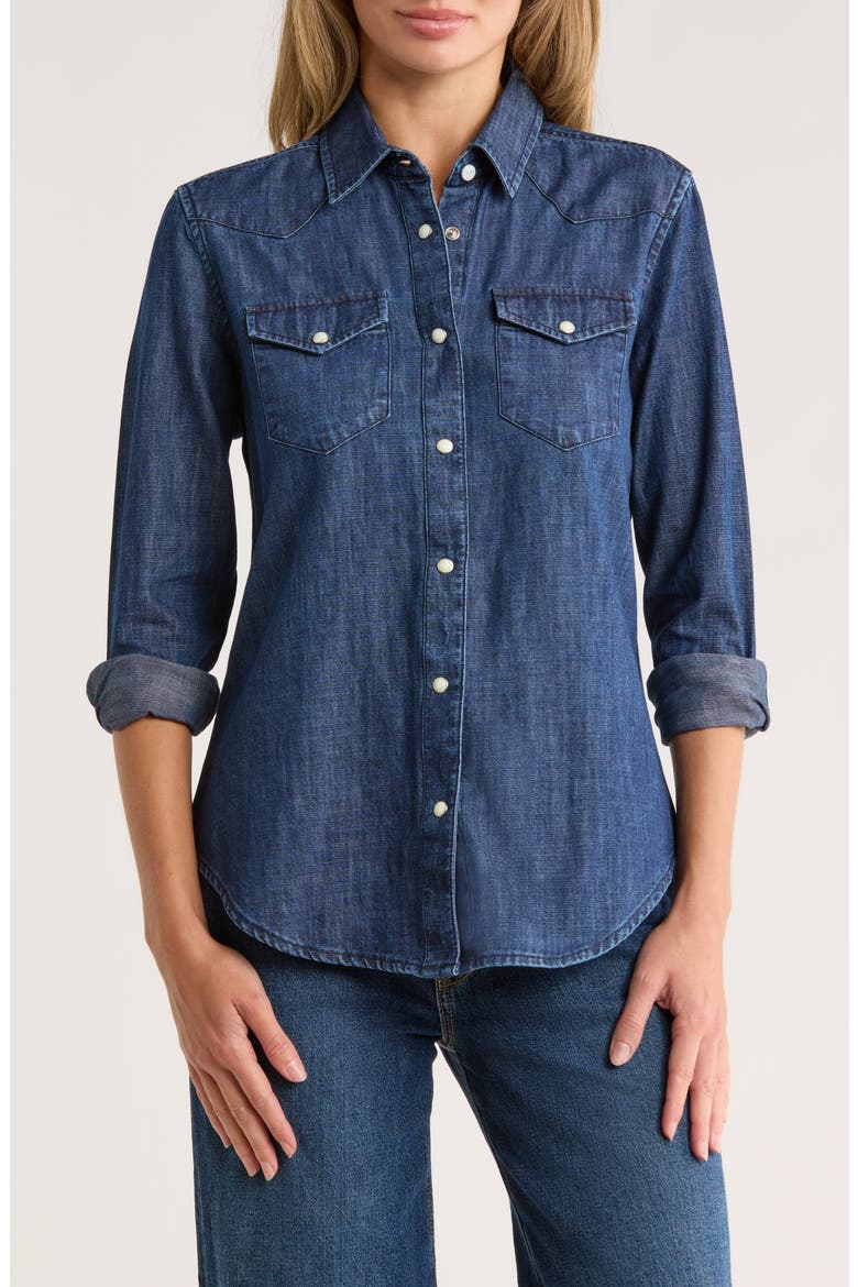 Denim Western Shirt, Main, color, DARK WASH