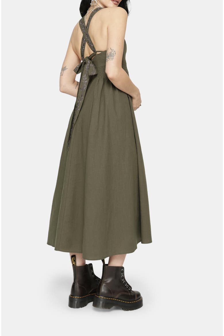 Siora Folklore Embroidered Midi Dress, Alternate, color, Green