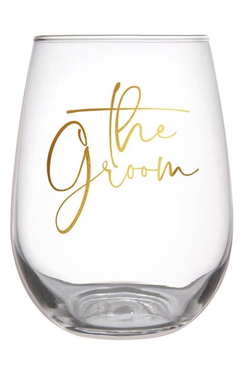 The Groom Stemless Wine Glass