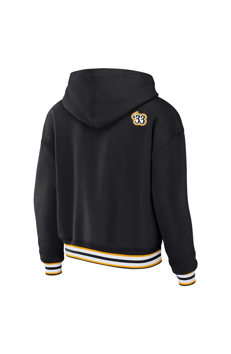WEAR by Erin Andrews Women's WEAR by Erin Andrews Black Pittsburgh Steelers Plus Size Lace-Up Pullover Hoodie, Alternate, color, Black