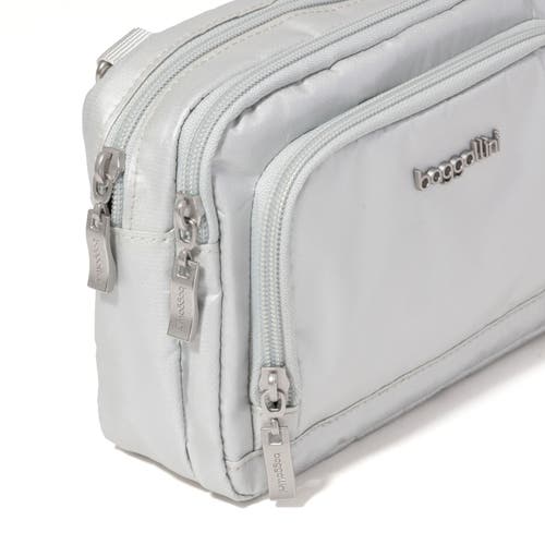 Baggallini Trifecta Rfid Wallet Crossbody Bag In Silver