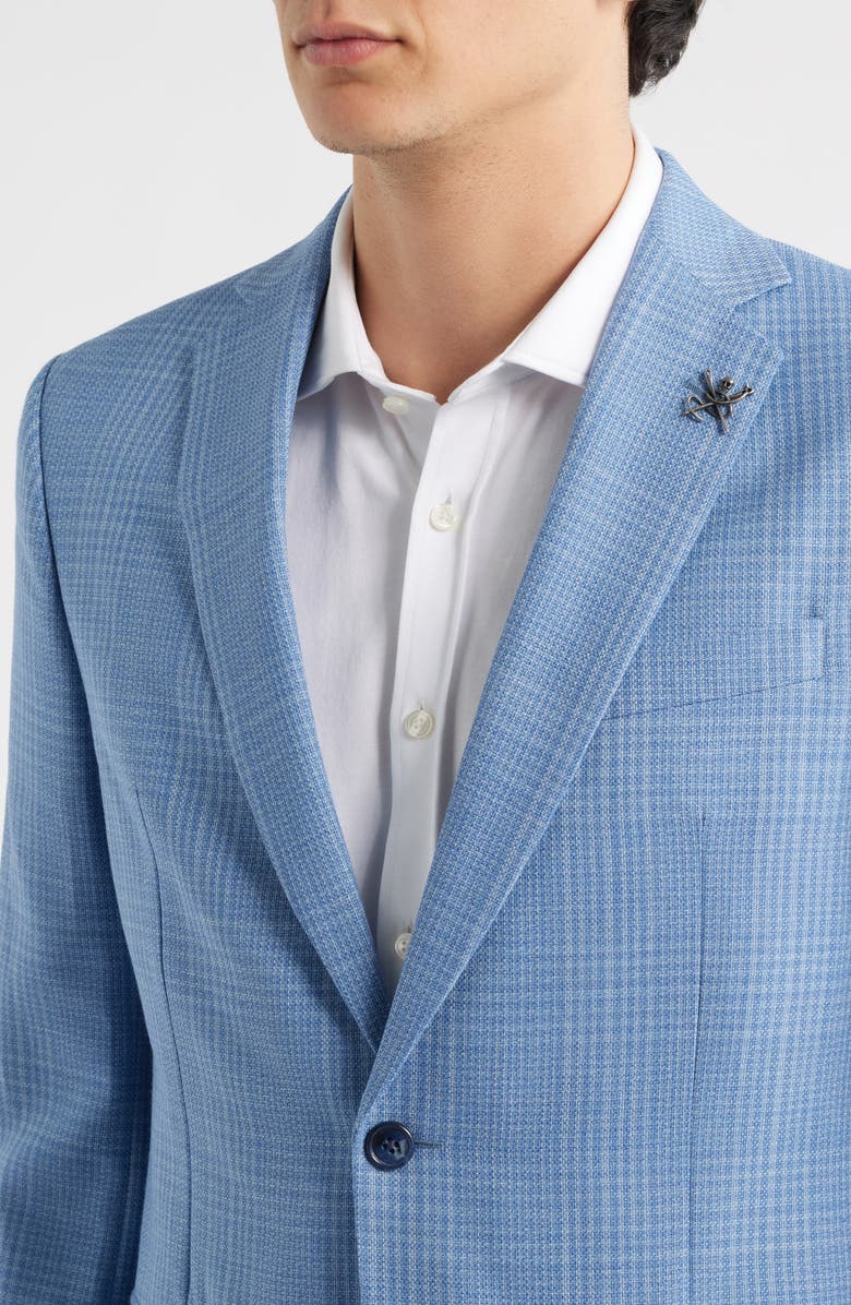 John Varvatos Star USA Bleecker Windowpane Plaid Wool Blend Sport Coat, Alternate, color, Light Blue