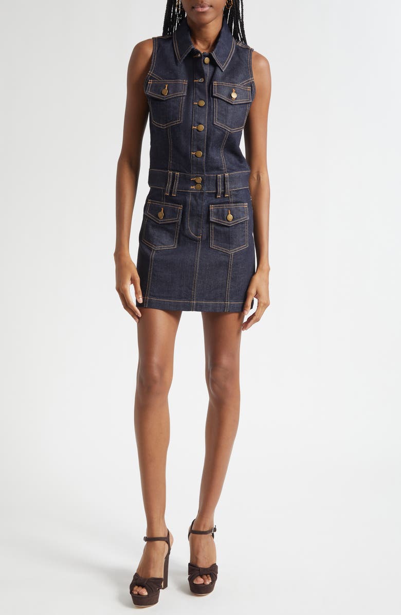 Ramy Brook Jenna Sleeveless Denim Minidress, Main, color, Resin Rinse