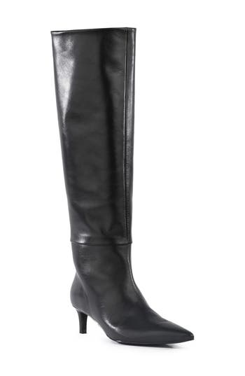 Seychelles Rose Pointed Toe Over The Knee Kitten Heel Boot In Black