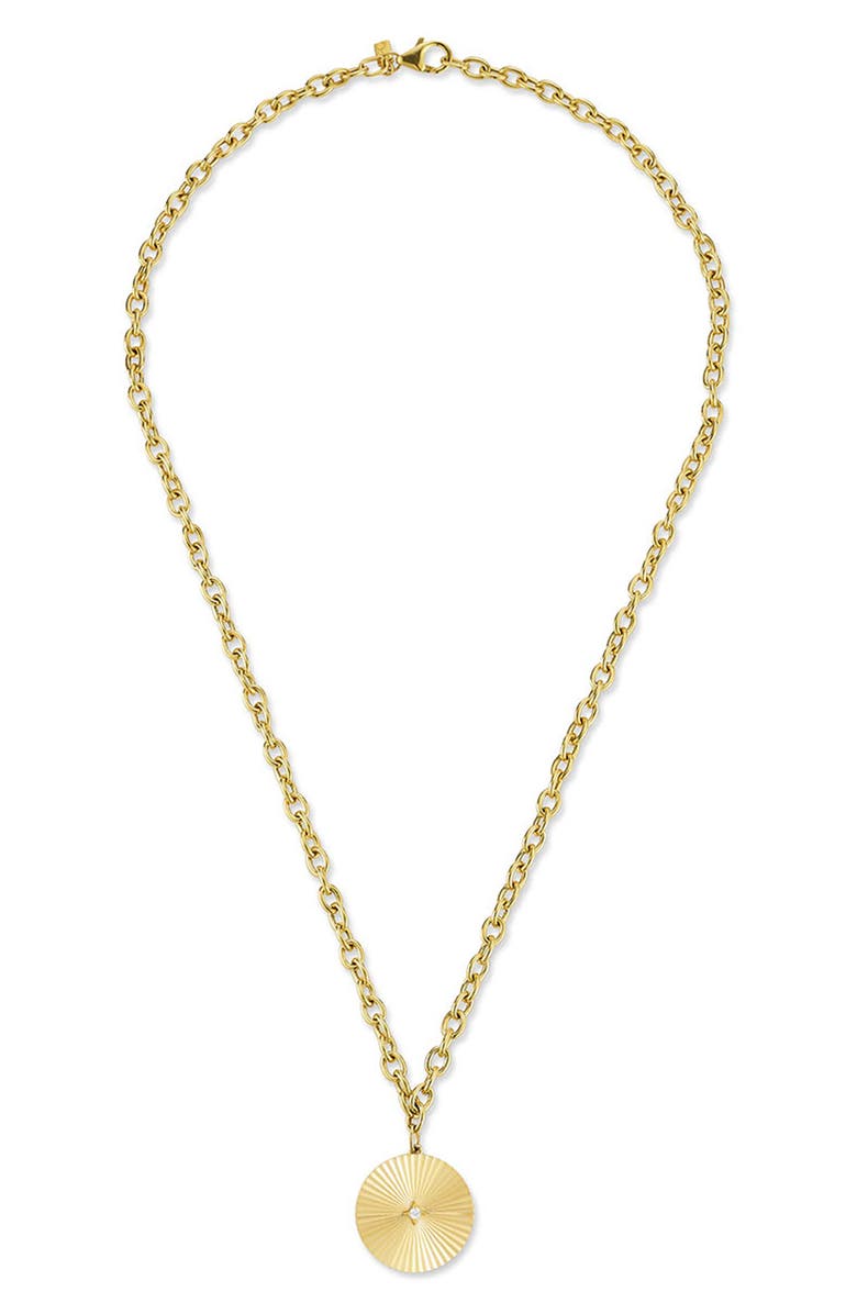 EF Collection Disc Diamond Pendant Necklace, Alternate, color, 14K Yellow Gold