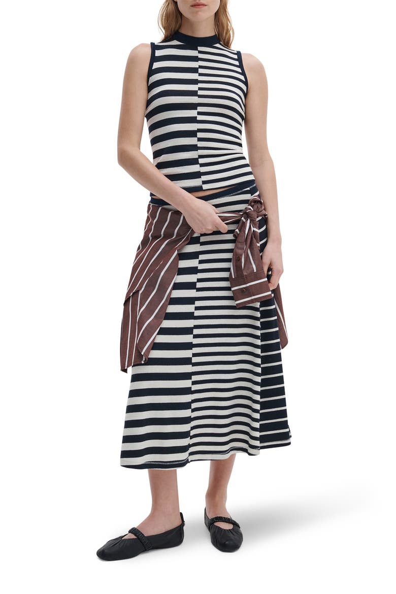 Mixed Stripe Knit Midi Skirt, Alternate, color, SALUTE MULTI