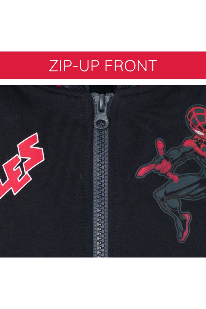 Spider-Man Varsity Hooded Bomber Jacket, Alternate, color, Black Miles Morales