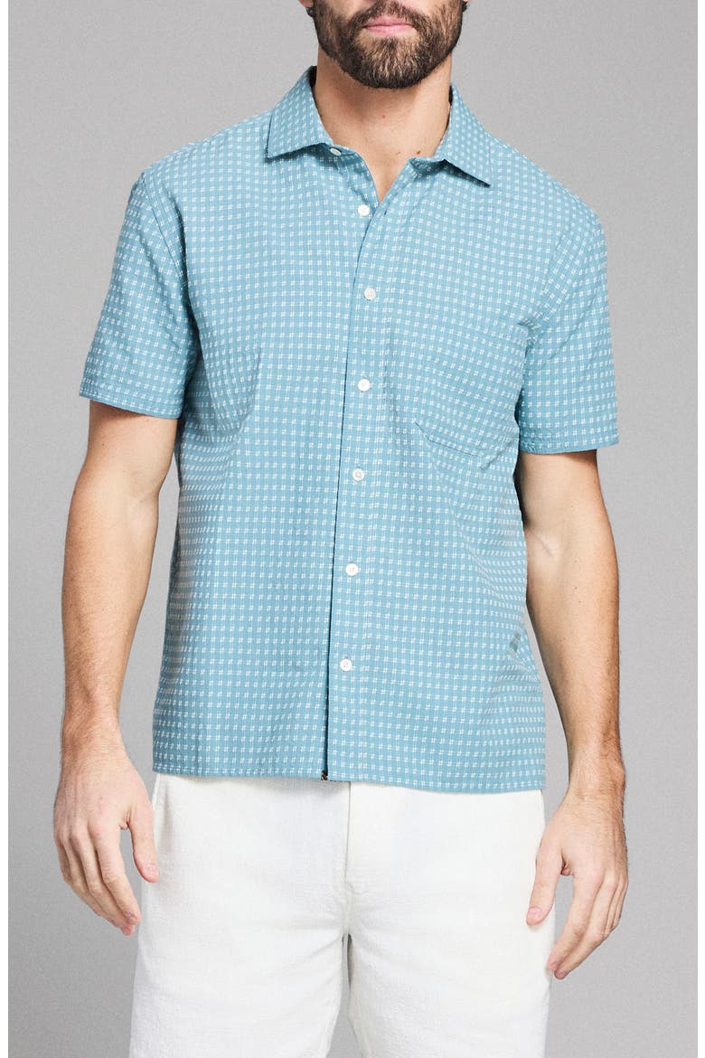 Check Dobby Treme Relaxed Fit Button-Up Shirt, Main, color, STEEL BLUE/ TINTED WHITE