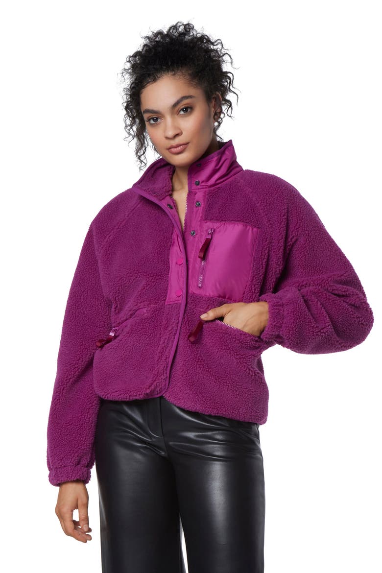 Mixed Media Fleece Zip Jacket, Alternate, color, ORCHID