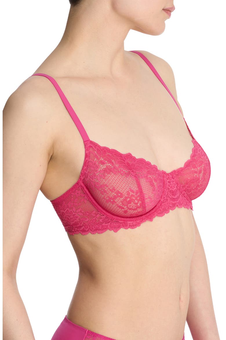 Heavenly Lace Convertible Balconette Bra, Alternate, color, FUCHSIA RS