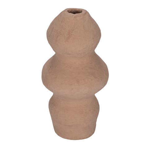 Handmade Large Paper Mâché Vase with Dusty Color and Smooth Design, Pink