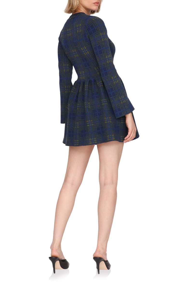 Basque Waist Long Sleeve Skater Sweater Dress, Alternate, color, CADET