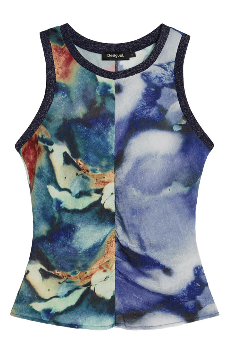 Desigual Textured Sleeveless Top, Alternate, color, Navy Blue