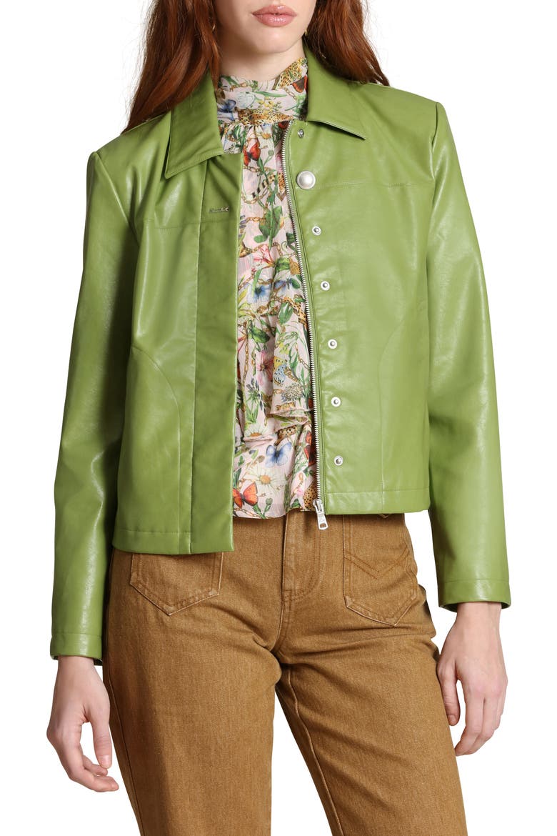 Faux Leather Jacket, Main, color, GREEN