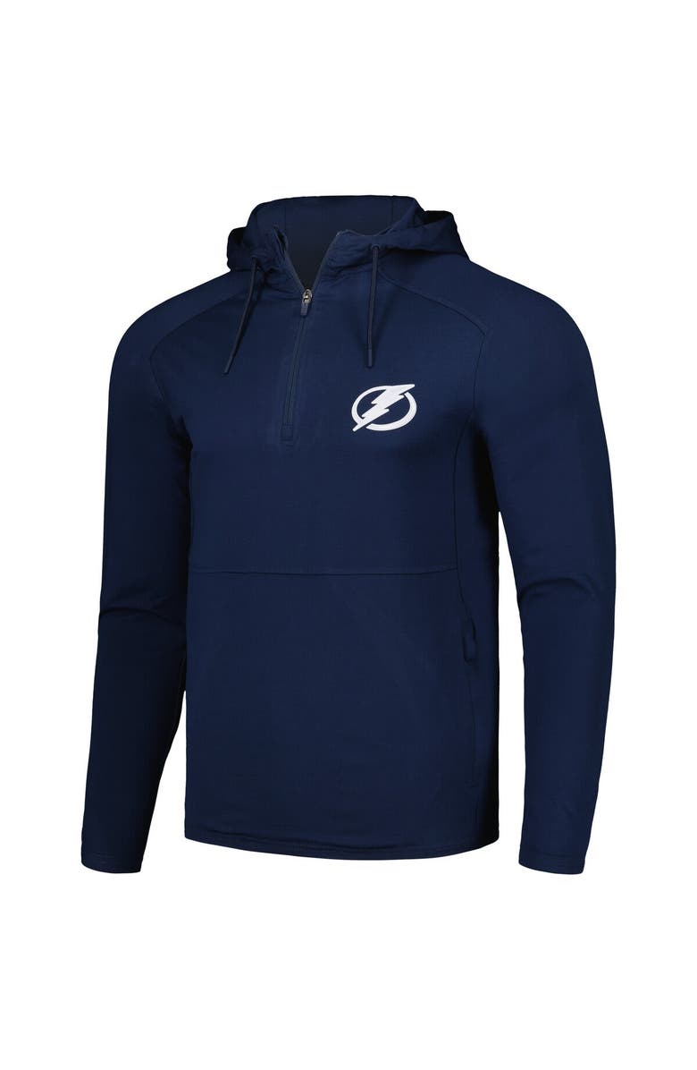 ANTIGUA Men's Antigua Heather Navy Tampa Bay Lightning Spikes Raglan Quarter-Zip Hoodie, Alternate, color,
