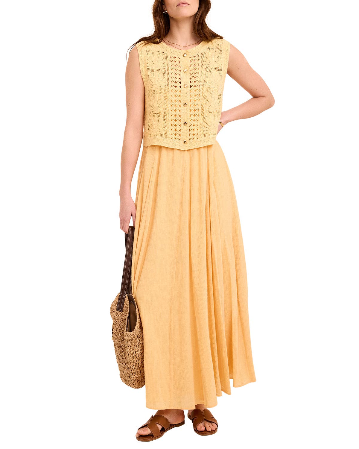 Cotton Blend Crochet Maxi Dress - image 2