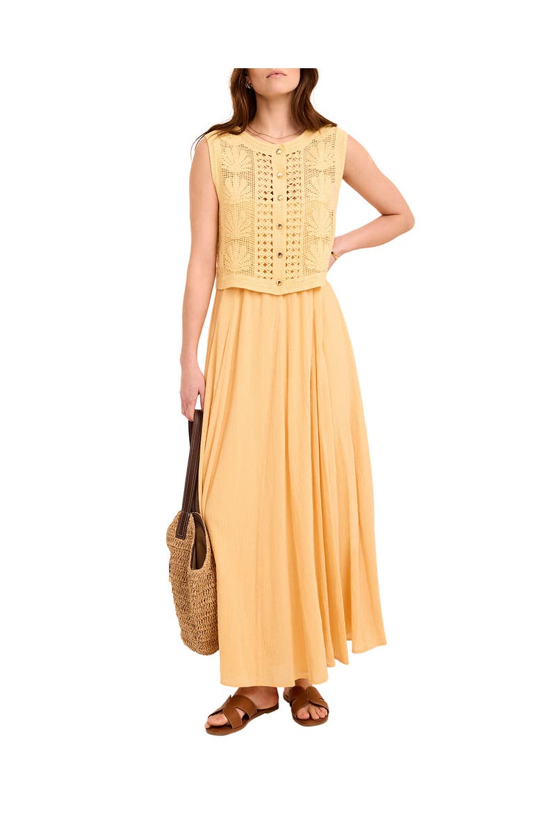 Cotton Blend Crochet Maxi Dress, Alternate, color, Yellow