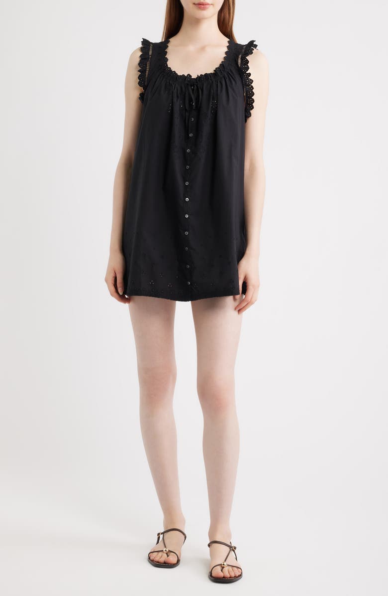 DÔEN Nessie Eyelet Organic Cotton Shift Minidress, Main, color,