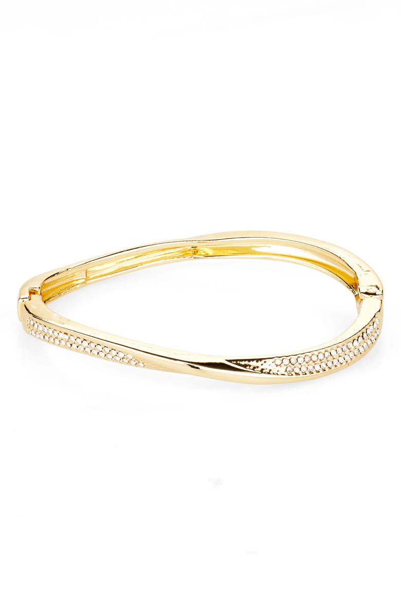 BaubleBar Pavé Cubic Zirconia Wavy Hinge Bracelet, Main, color, Gold