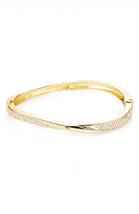 Pavé Cubic Zirconia Wavy Hinge Bracelet