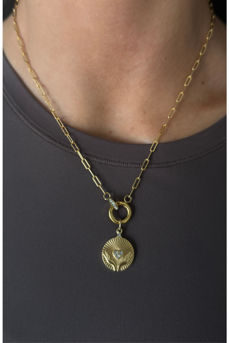 open hands charm 14k gold filled necklace, Alternate, color, Gold