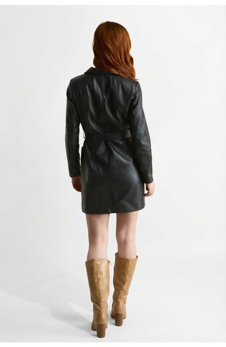 FURNIQ UK Daphne Leather Dress, Alternate, color, Black