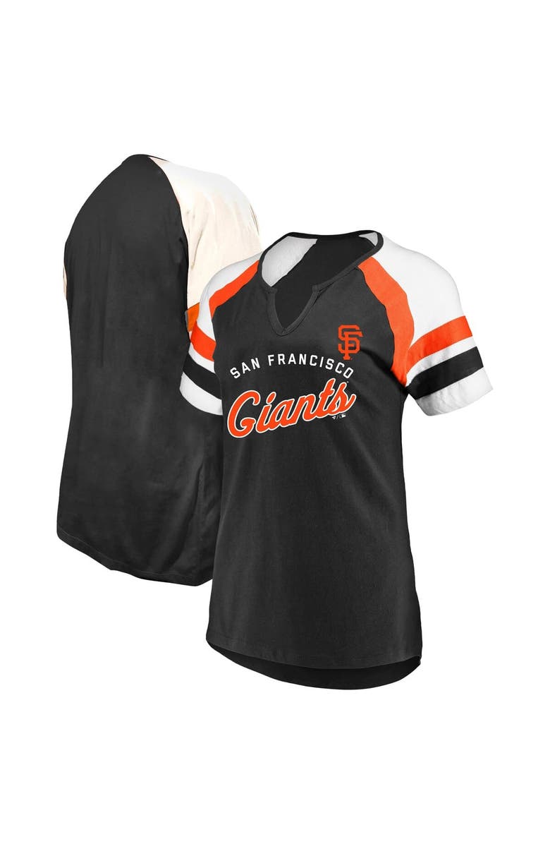 PROFILE Women's Profile Black San Francisco Giants Arched Notch Neck T-Shirt, Alternate, color, Black