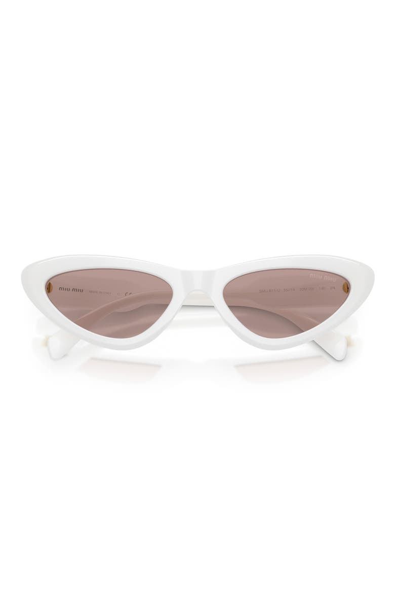 55mm Cat Eye Sunglasses, Alternate, color, OPAL WHITE / PURPLE BROWN