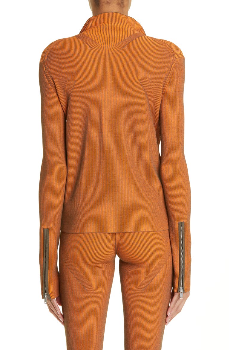 Angled Rib Zip Cardigan, Alternate, color, SAFETY ORANGE / MILITARY GREEN