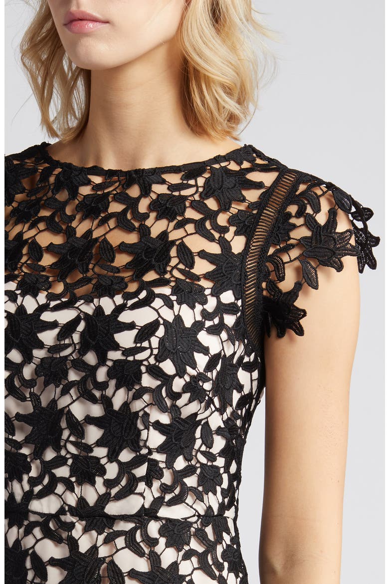 Lace Asymmetric Cocktail Dress, Alternate, color, BLK NATURA