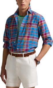 Polo Ralph Lauren Classic Fit Plaid Cotton Oxford Button-Down Shirt