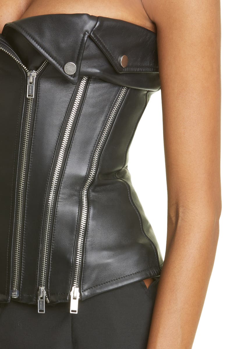 Dion Lee Leather Biker Zip Corset, Alternate, color, 