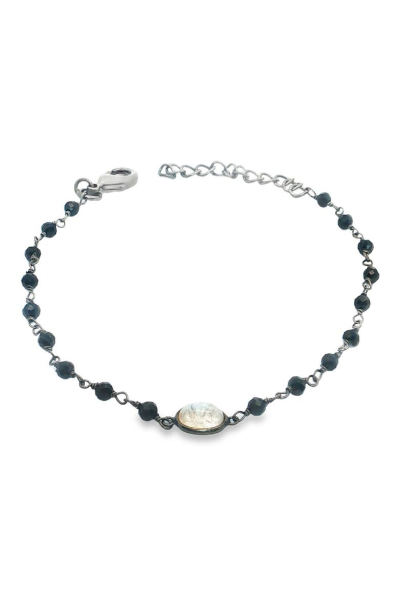 Moonstone & Black Spinel Rosary Bracelet, Alternate, color, BLACK/ WHITE