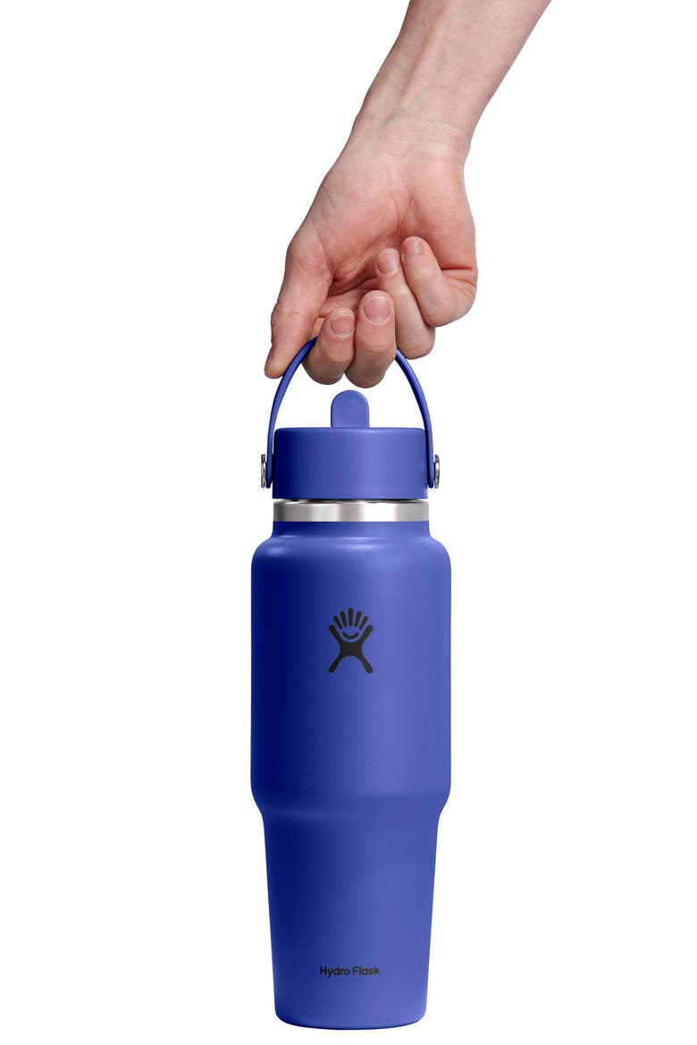 32-Ounce Wide Mouth Travel Bottle with Flex Straw Cap, Alternate, color, CAPRI BLUE