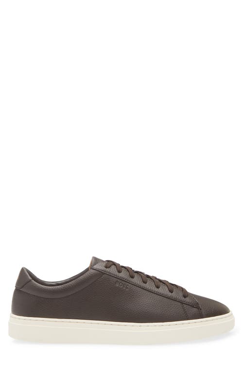 Hugo Boss Low-top Trainers In Grained Faux Leather In Brown