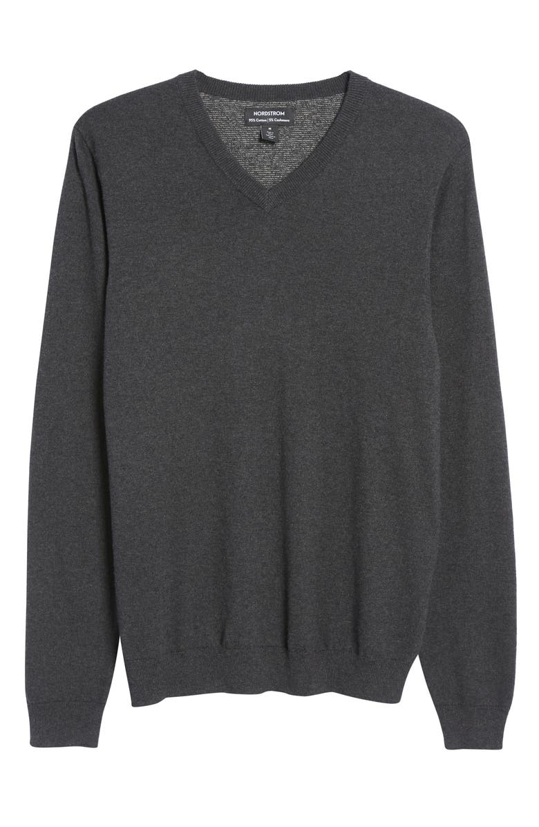 Nordstrom Men's Shop Cotton & Cashmere V-Neck Sweater, Alternate, color,