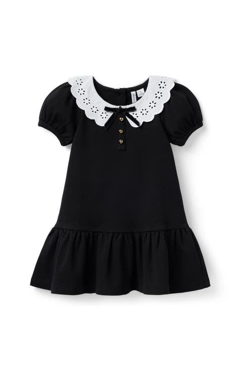 Eyelet Collar Ponte Dress (Little Kid & Big Kid)