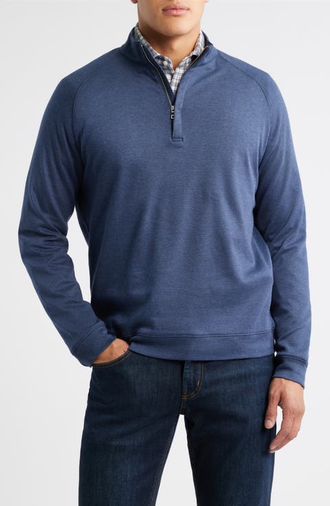 Crown Crafted Grant Bird's Eye Cotton & Cashmere Quarter Zip Pullover