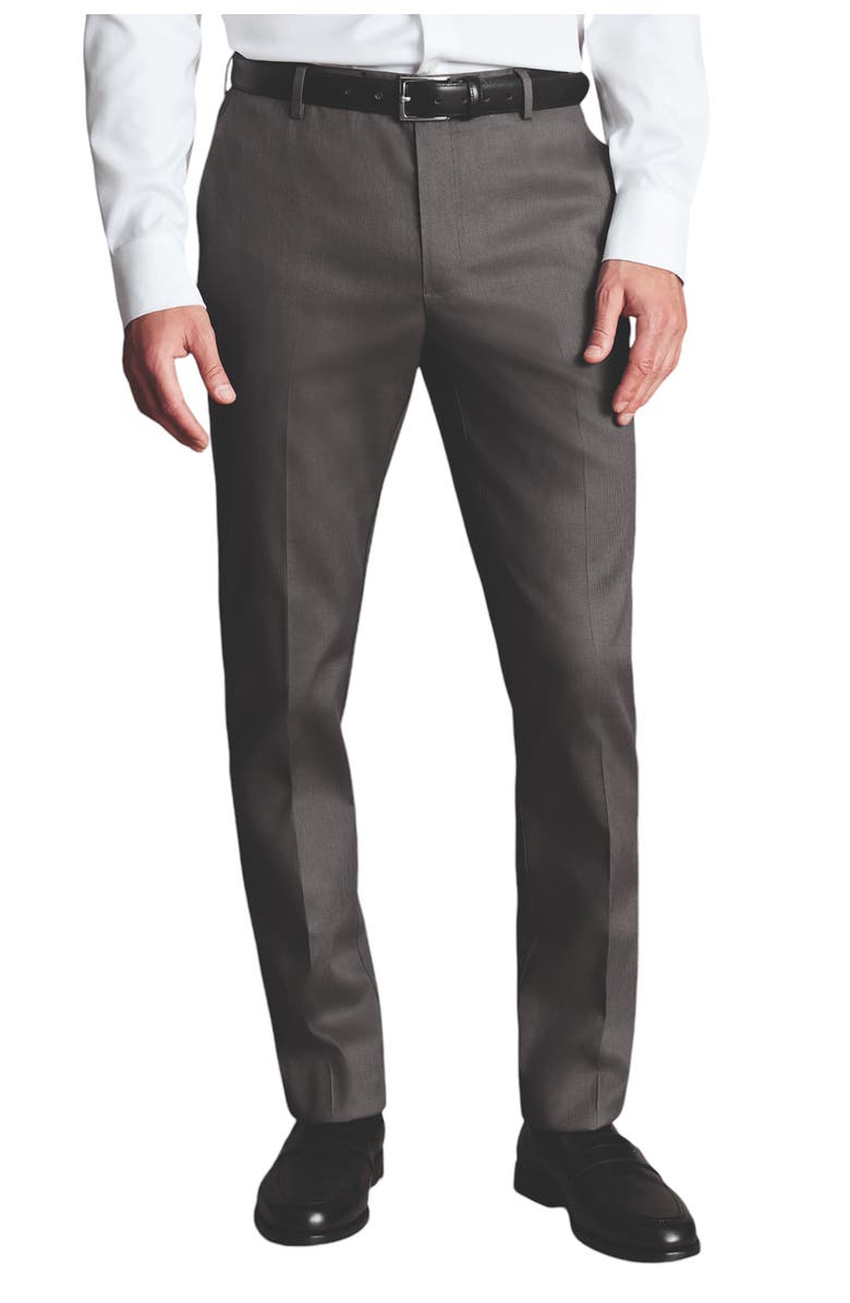 Charles Tyrwhitt Slim Fit Smart Texture Pants, Alternate, color, Charcoal Grey