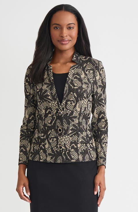 Tailored Floral Lurex Knit Jacket