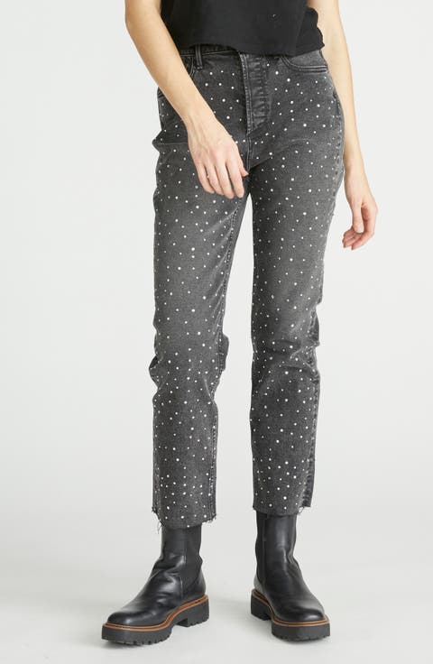 Royce After Party High Waist Crystal Embellished Jeans