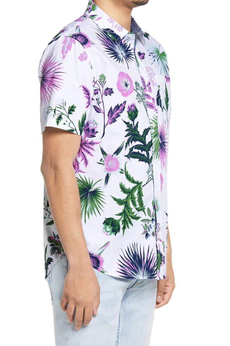 Califas Floral Short Sleeve Button-Up Shirt, Alternate, color, CALIFAS-WHITE