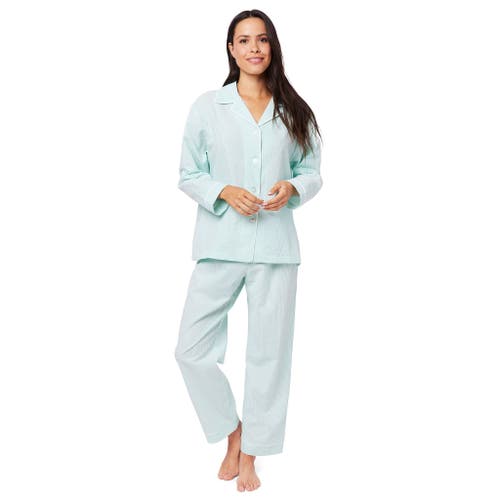 The Cat's Pajamas Cotton Seersucker Pajama Set In Blue