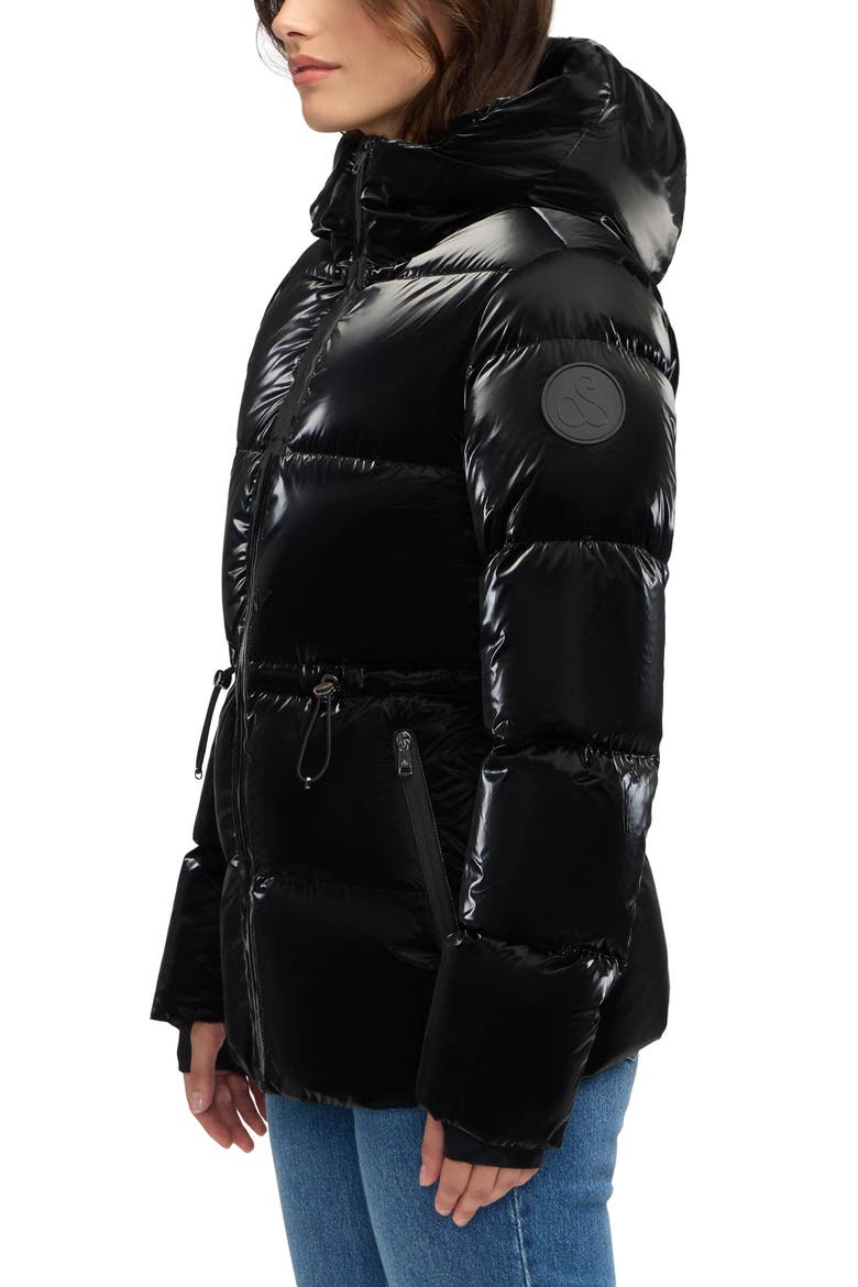 Enola Water Repellent Channel Quilted Down Jacket, Alternate, color, BLACK