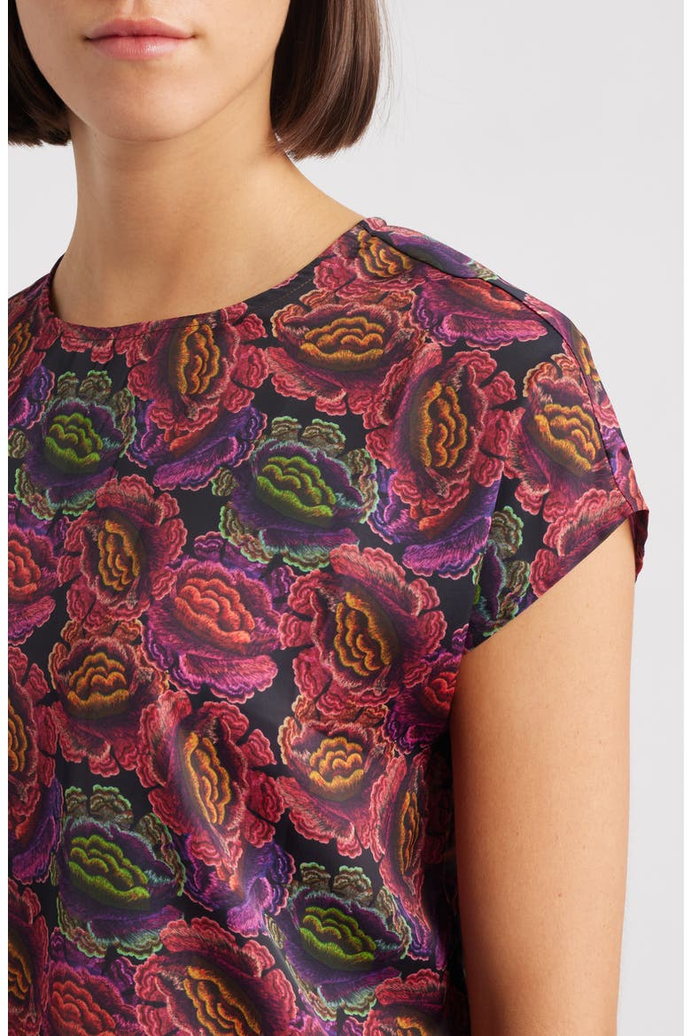Print Cap Sleeve Shell, Alternate, color, PINK MULTI