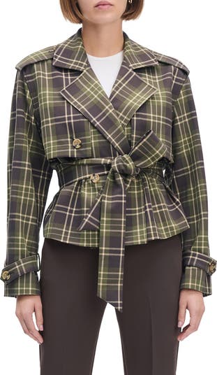 A-wende（オウェンド）Plaid Crop Trench coat Crop Plaid Trench Coat | Nuuly