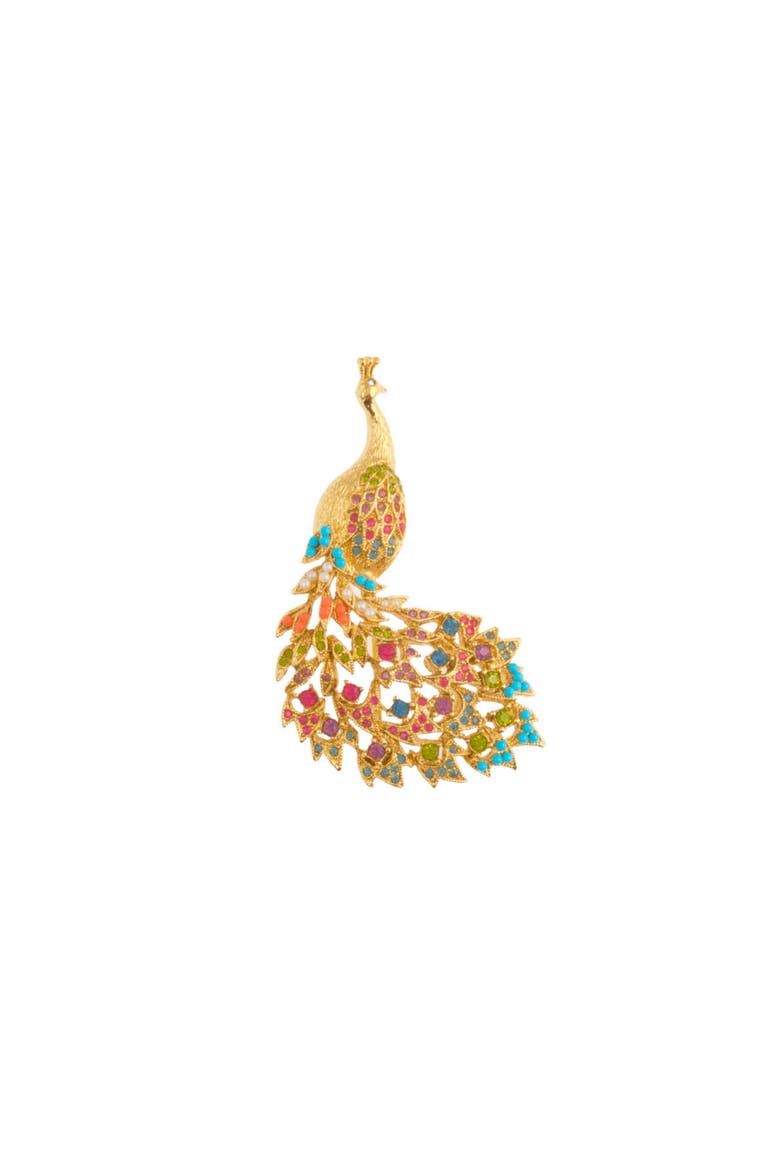 1980s Vintage D'Orlan Peacock Brooch, Main, color, D'Orlan Peacock