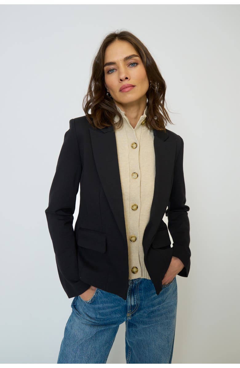 Central Park West Women's Halsey Ponte Dickey Jacket, Main, color, Black